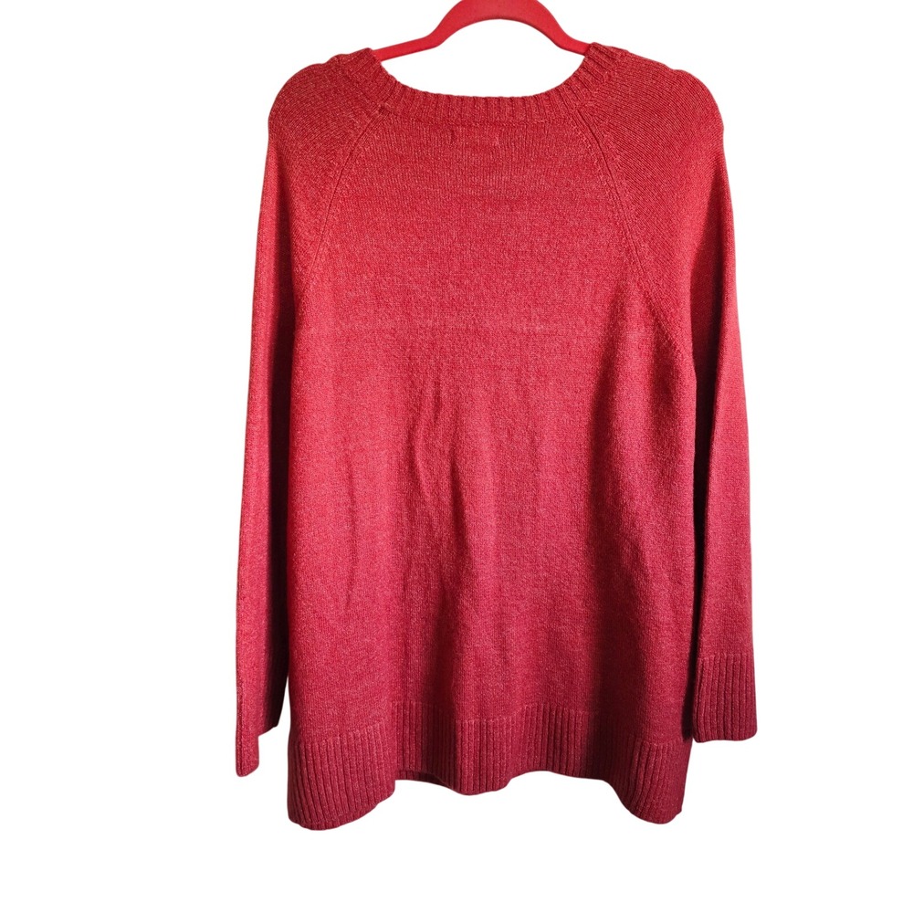 LC Lauren Conrad XXL Penguin Sequin Christmas Sweater Red Metallic - Picture 3 of 14